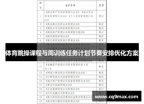 体育跳操课程与周训练任务计划节奏安排优化方案